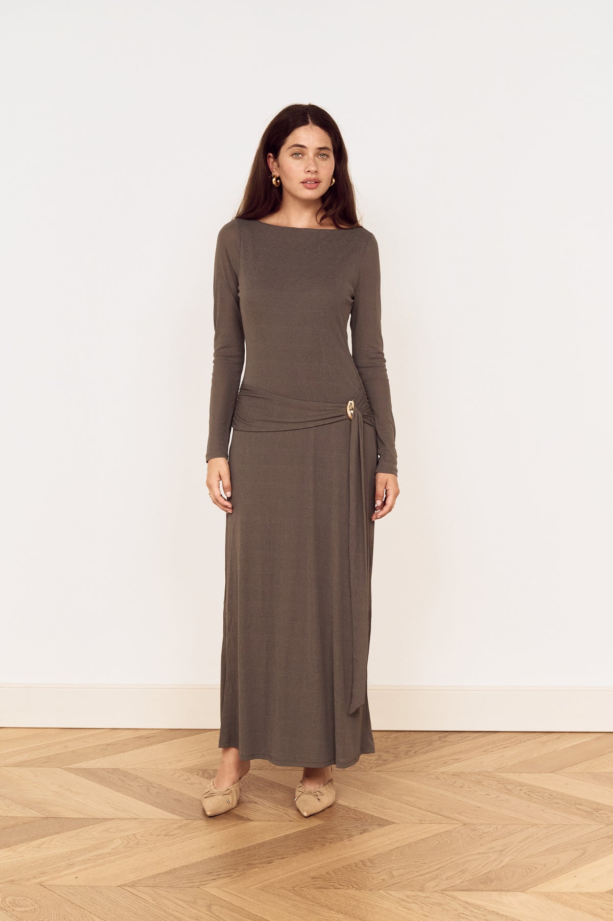 LUNAR TIE DETAIL MIDI DRESS