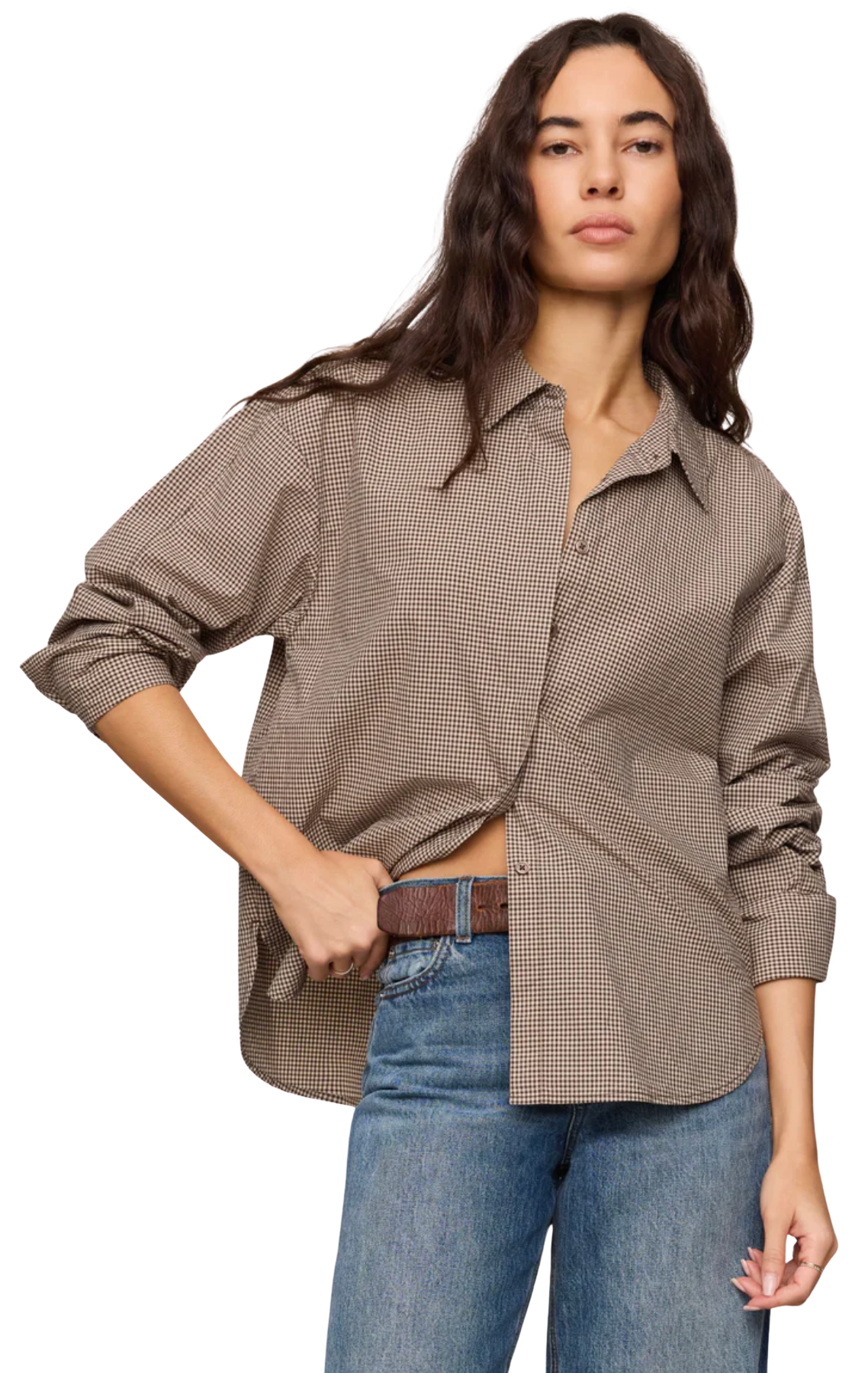 ON DUTY GINGHAM BUTTON UP SHIRT