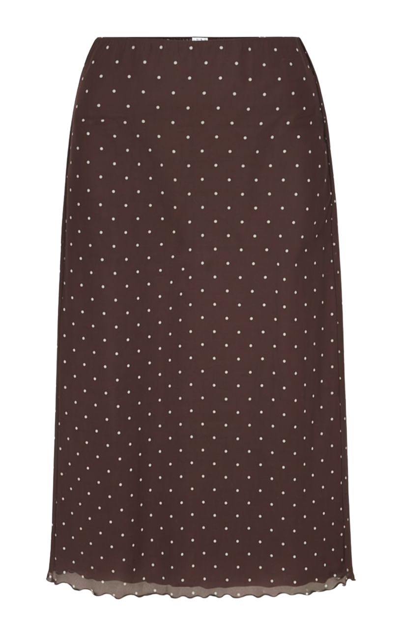 EDA POLKA DOT MESH MIDI SKIRT