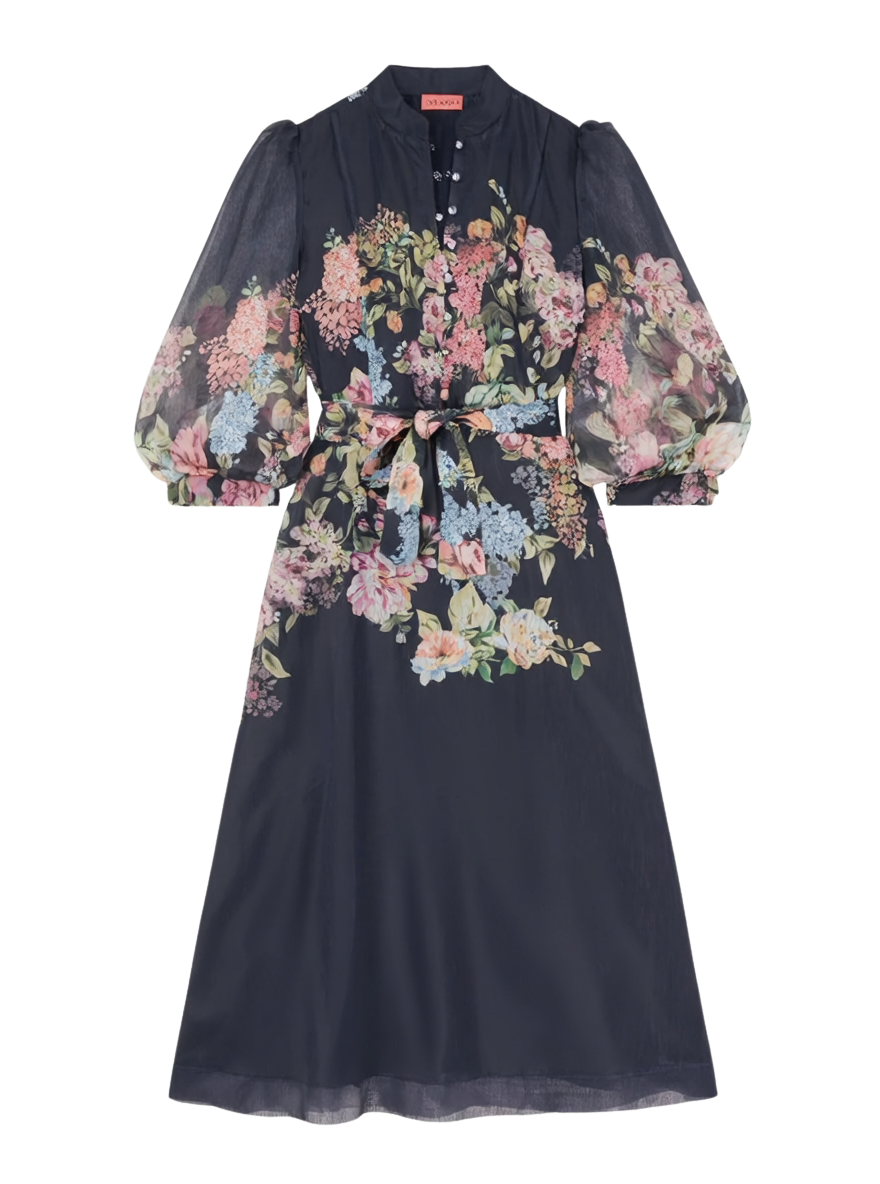 STAND COLLAR A-LINE DRESS