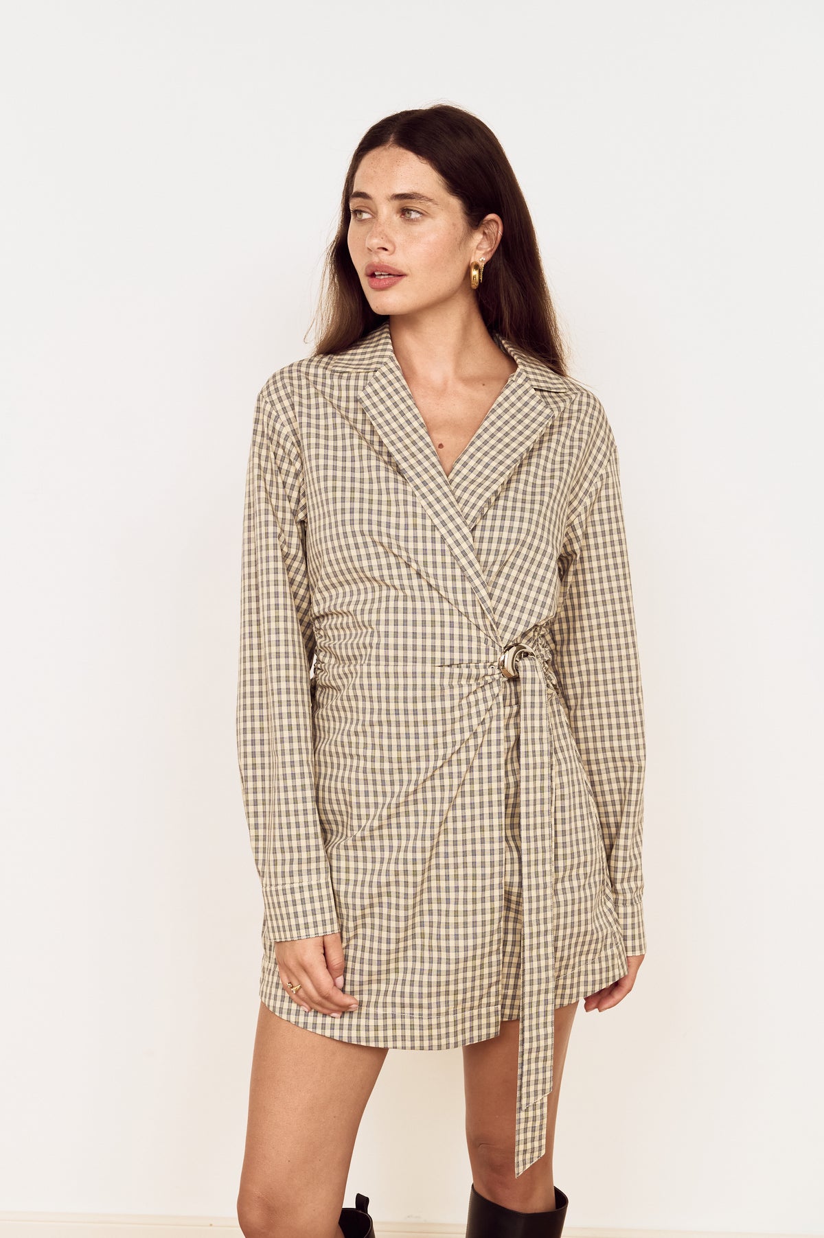 MILA WRAP MINI SHIRTDRESS
