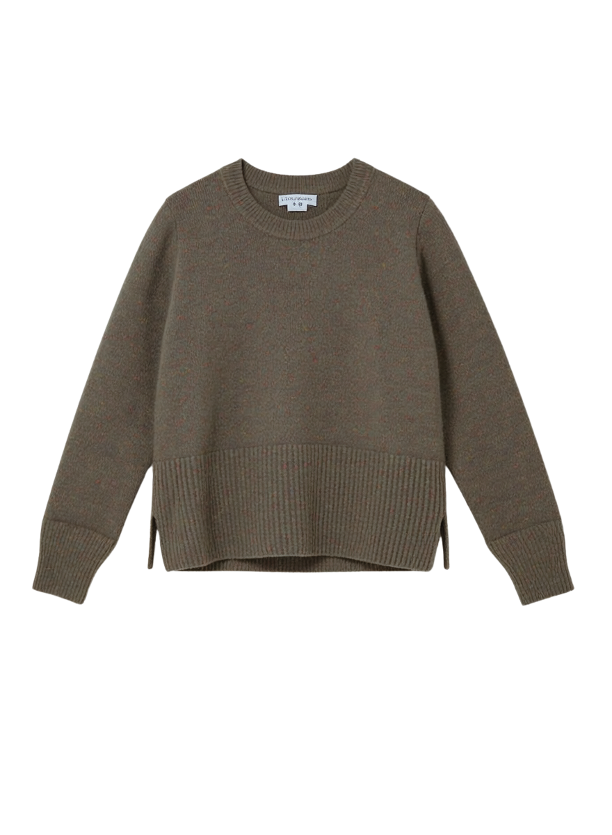 4-PLY CROPPED BOXY CREW W/ SIDE SLITS