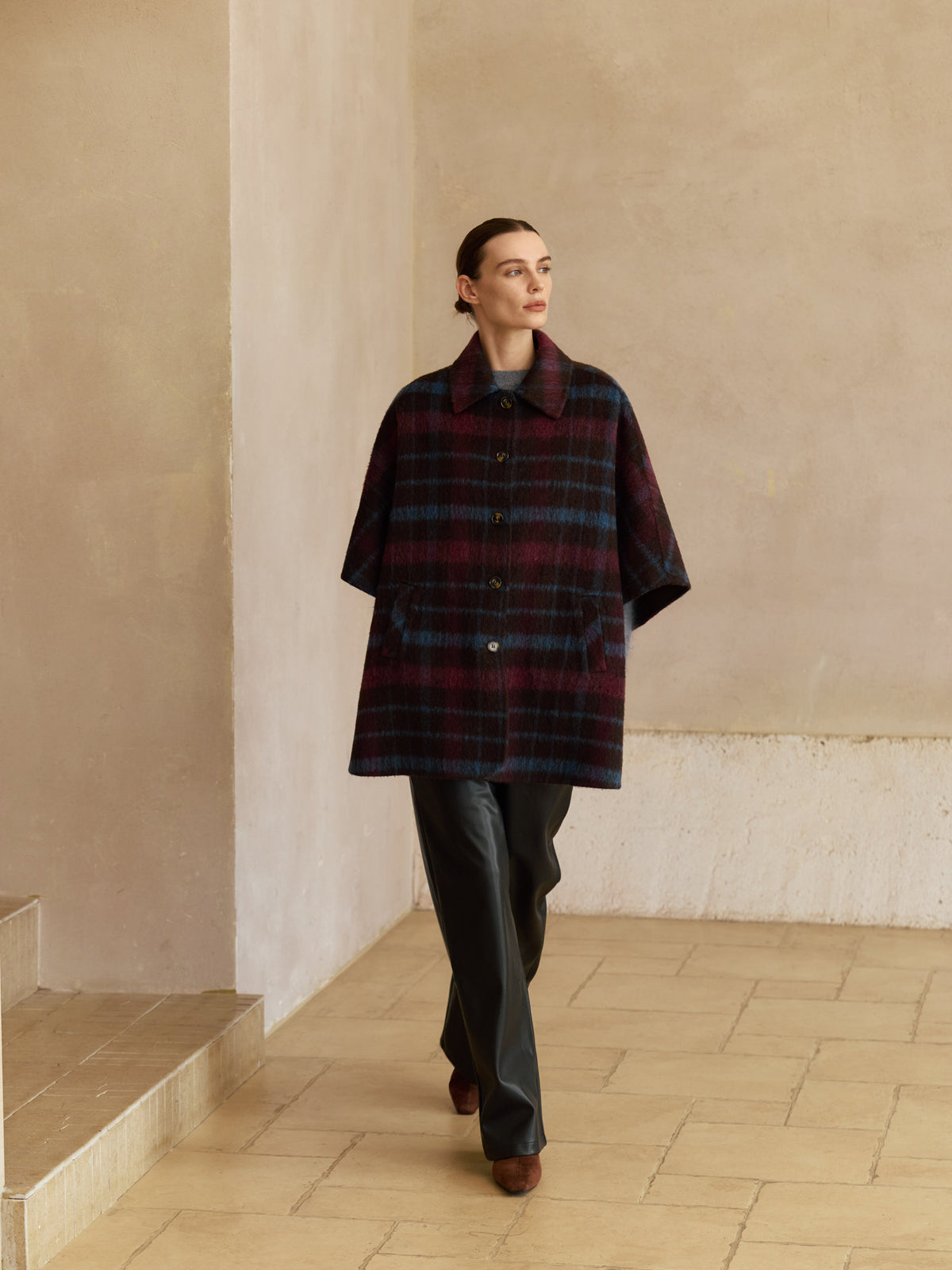 Reversible Cashmere Cape Coat