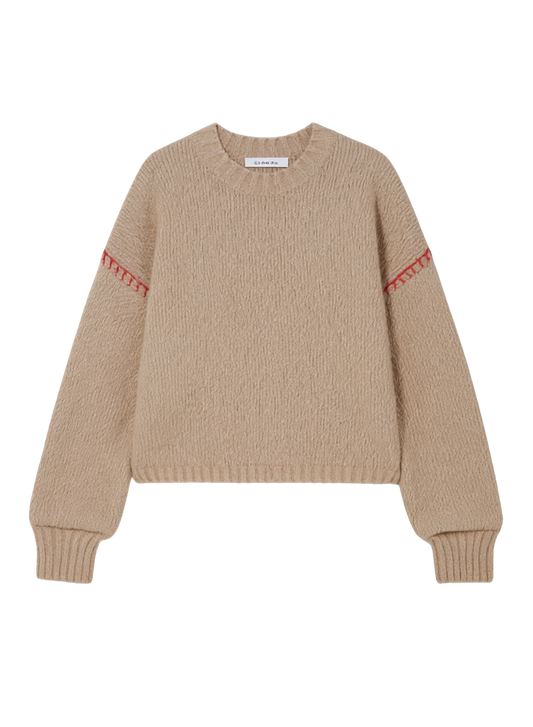 BOXY CREW W/ BLANKET STITCHED REVERSED SEAMS