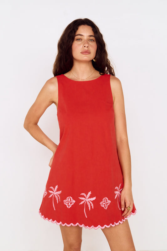 AMAYA EMBROIDERED MINI DRESS