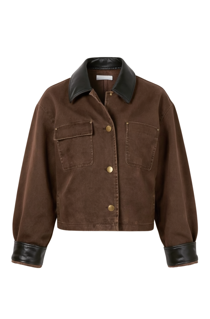 JACKET WITH LEATHER TRIM