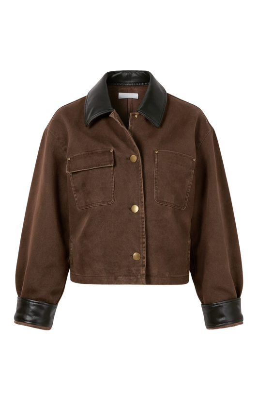 JACKET WITH LEATHER TRIM