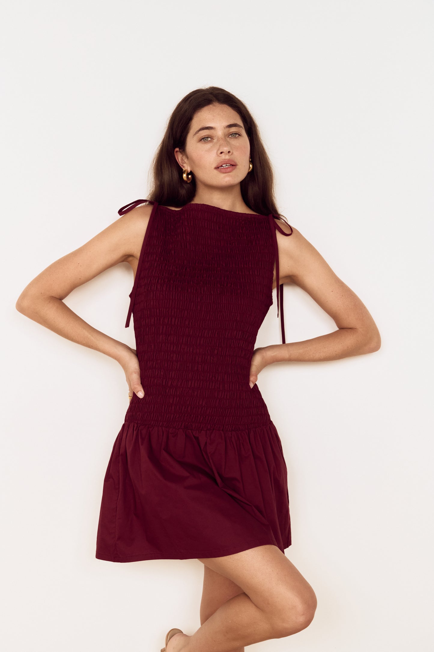 LOLA SHIRRED MINI DRESS
