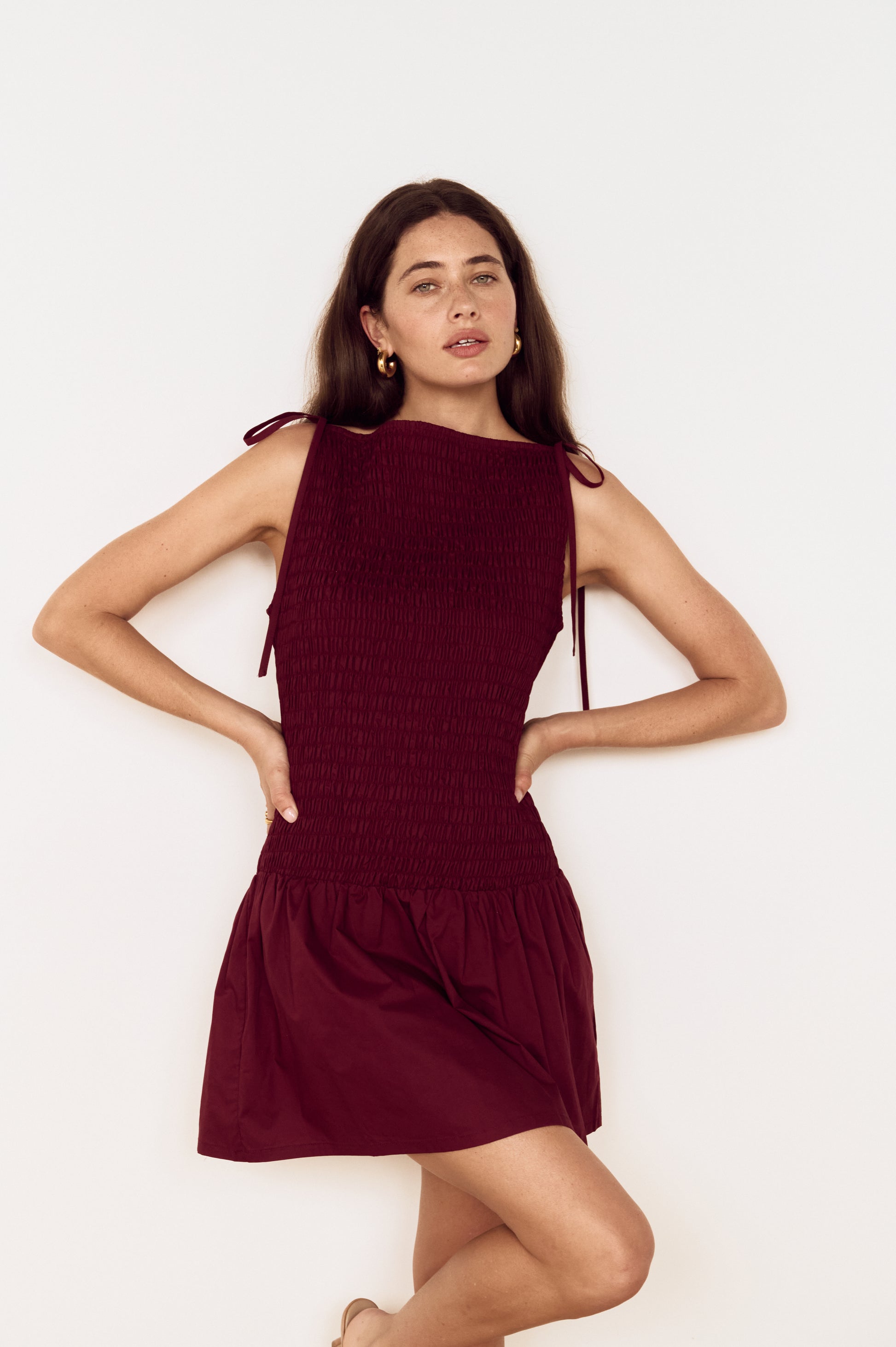 LOLA SHIRRED MINI DRESS