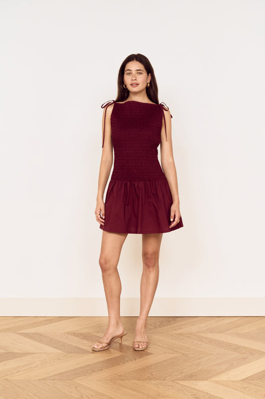 LOLA SHIRRED MINI DRESS