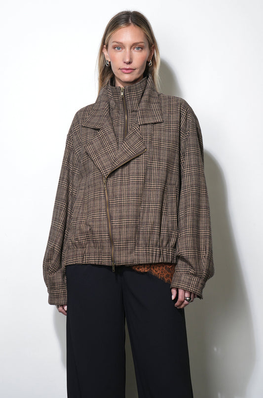 Blake Oversized Double Collar Plaid Jacket