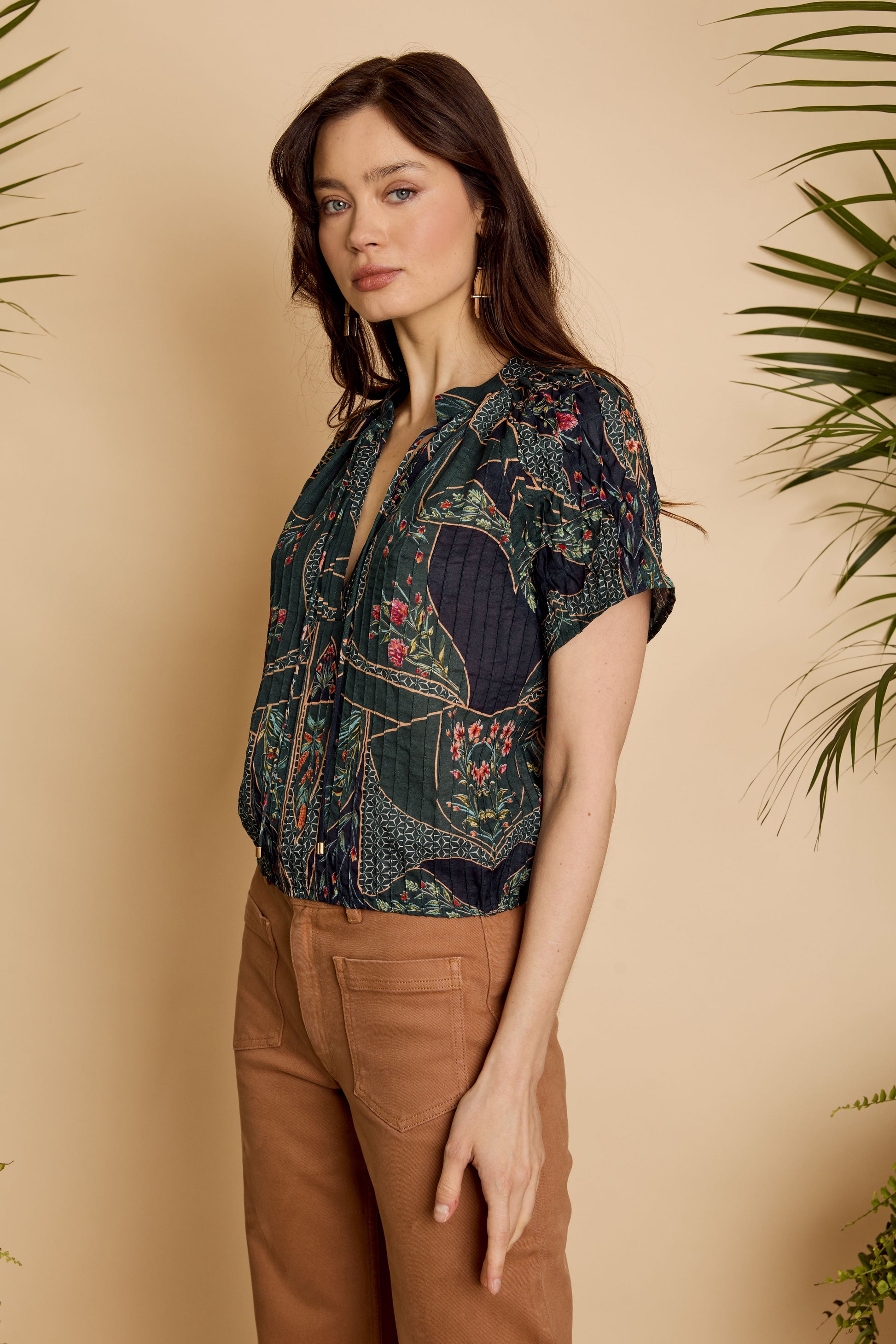 Zola Top in Patchwork Flower