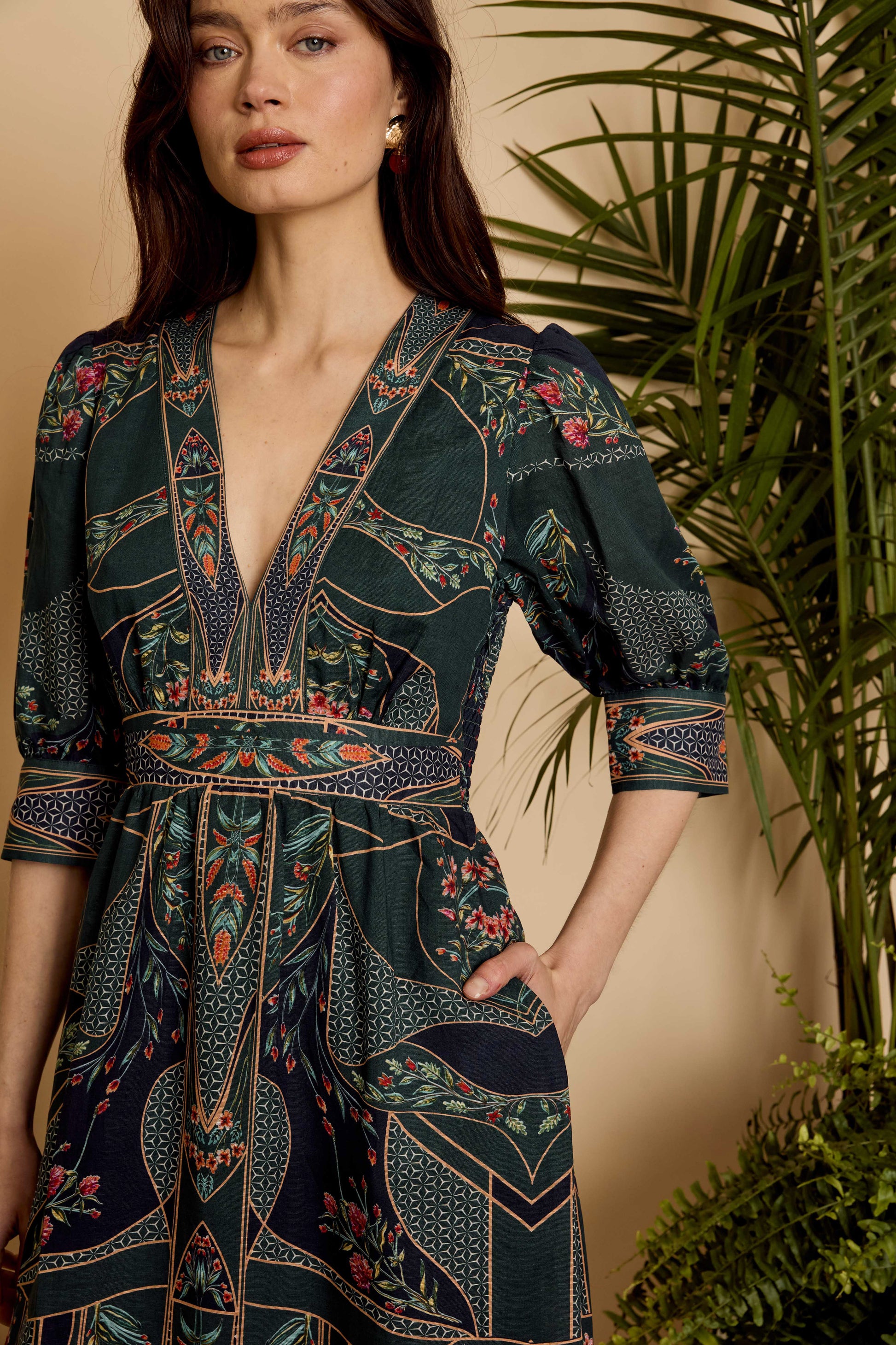 Aneta Dress in Patchwork Flower
