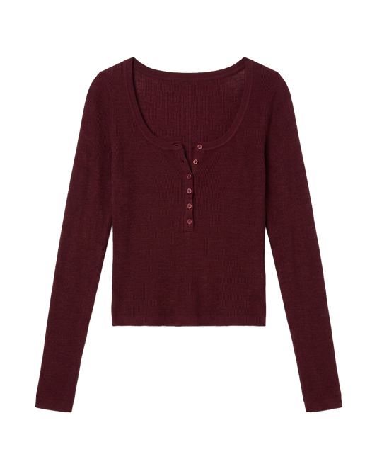 LIGHT MERINO LONG SLEEVE HENLEY SWEATER