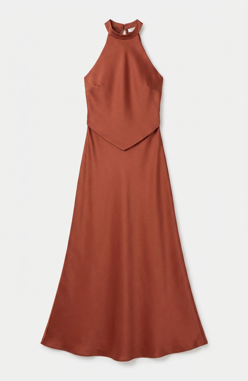 VIRIDIANA SATIN HALTER MAXI DRESS