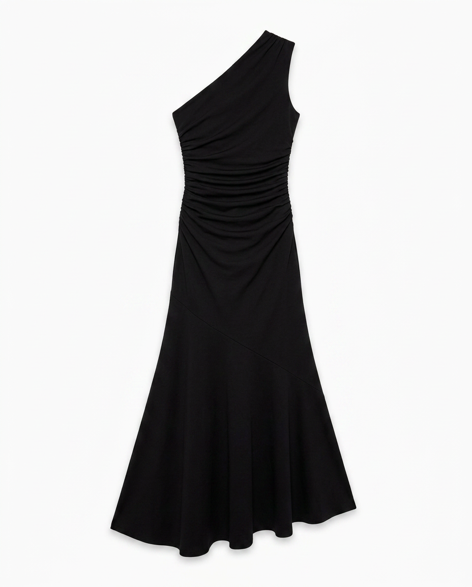 ONE SHOULDER FLARE DRESS 42"