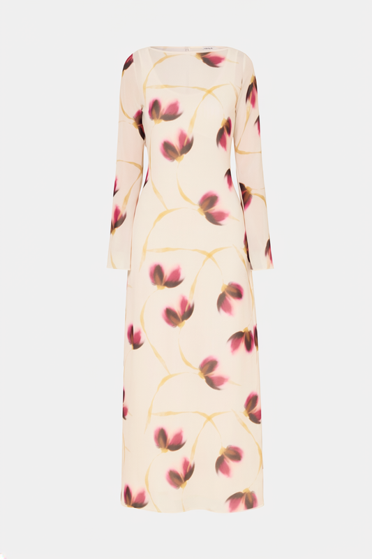 EMERY MESH SLEEVED MIDI DRESS