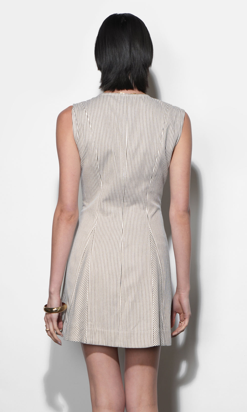 Zora Canvas Stripe Buttton Drown Mini Dress