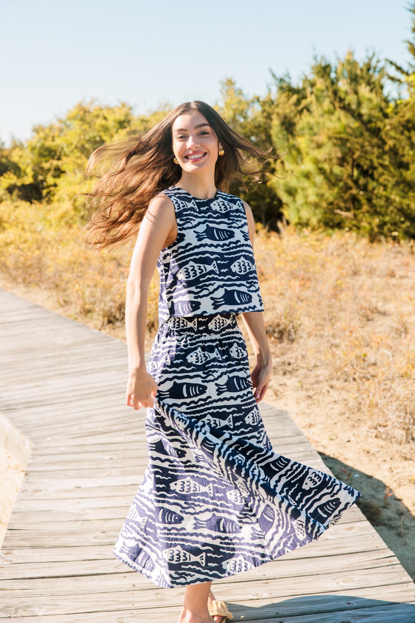 Pavilion Skirt, Fish Print