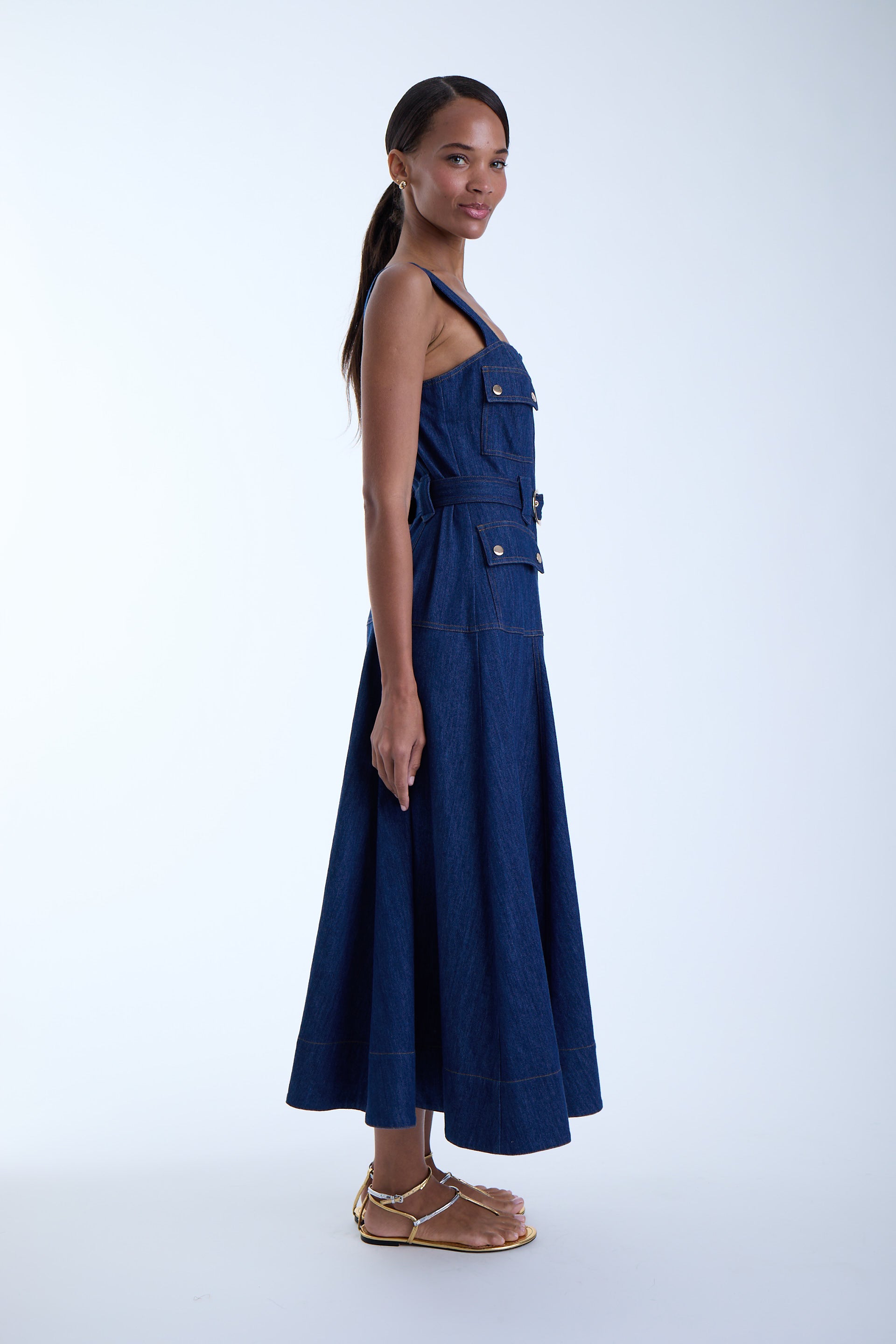 51084 - Jenna Denim Midi Dress