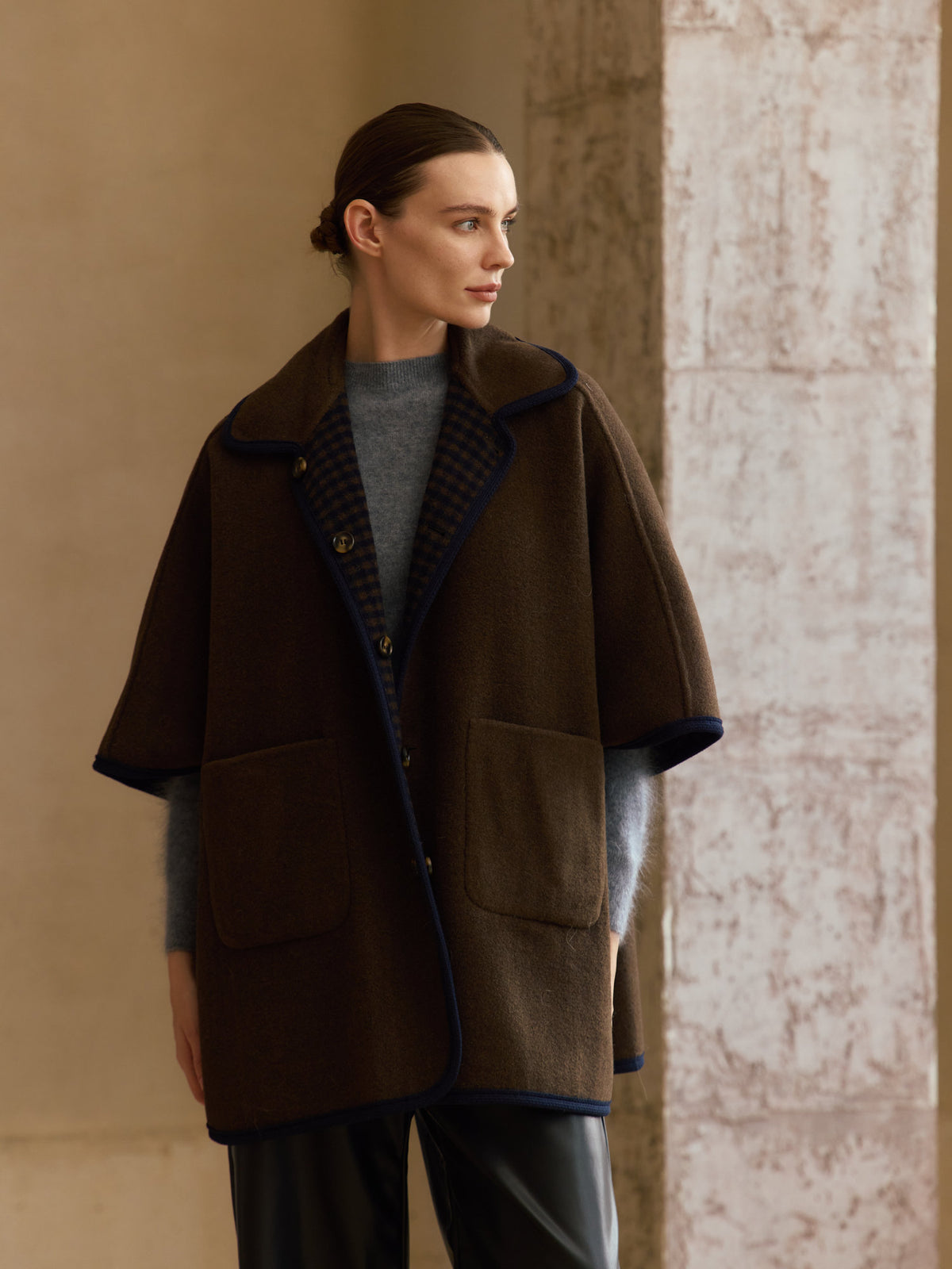 Reversible Cashmere Cape Coat