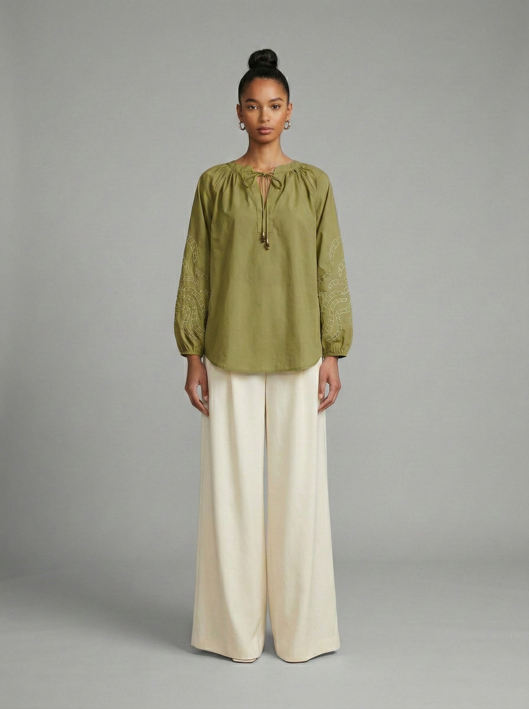 OLIVE GLOW BLOUSE