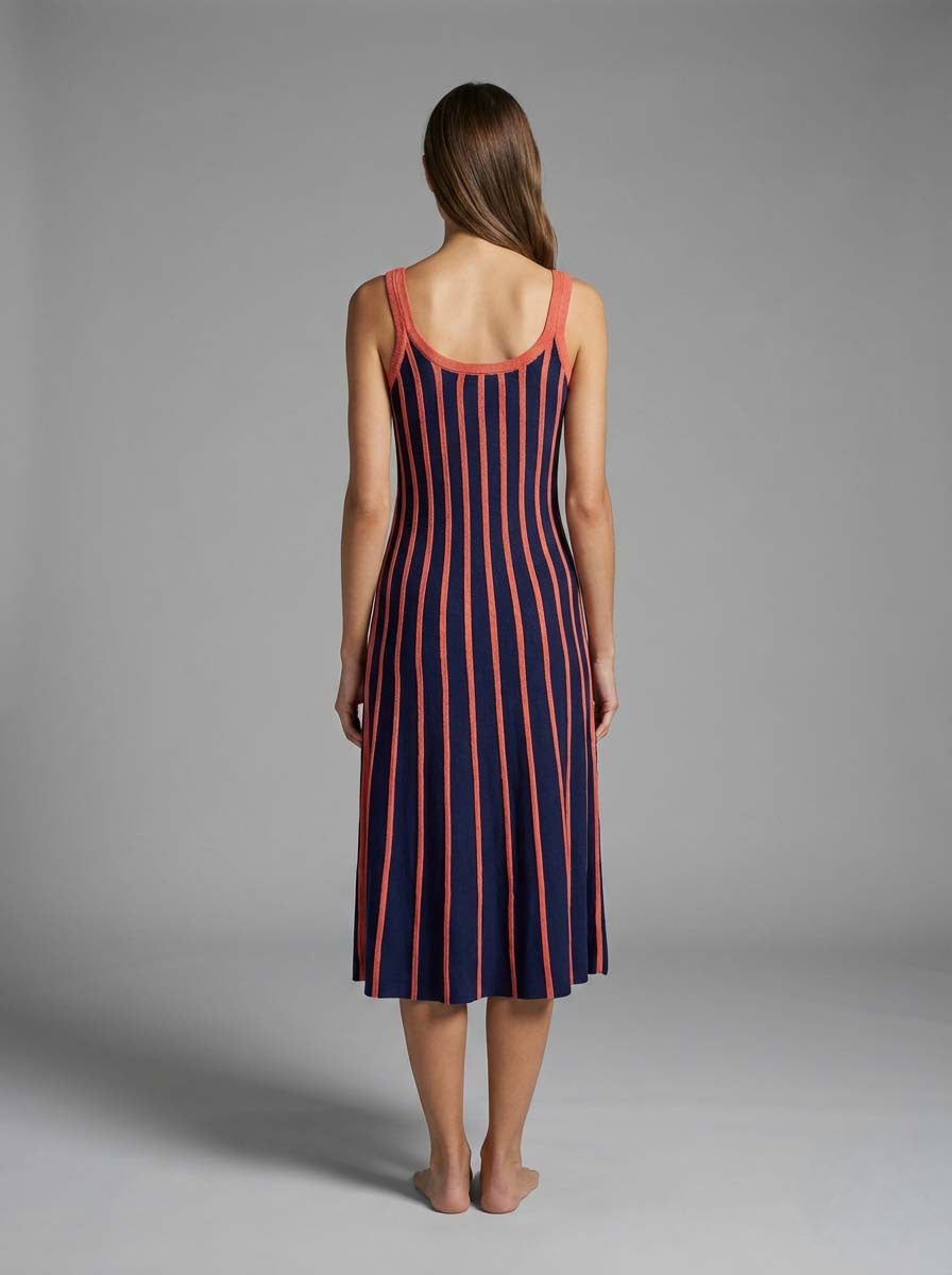 NAVY RUST SWEATER DRESS