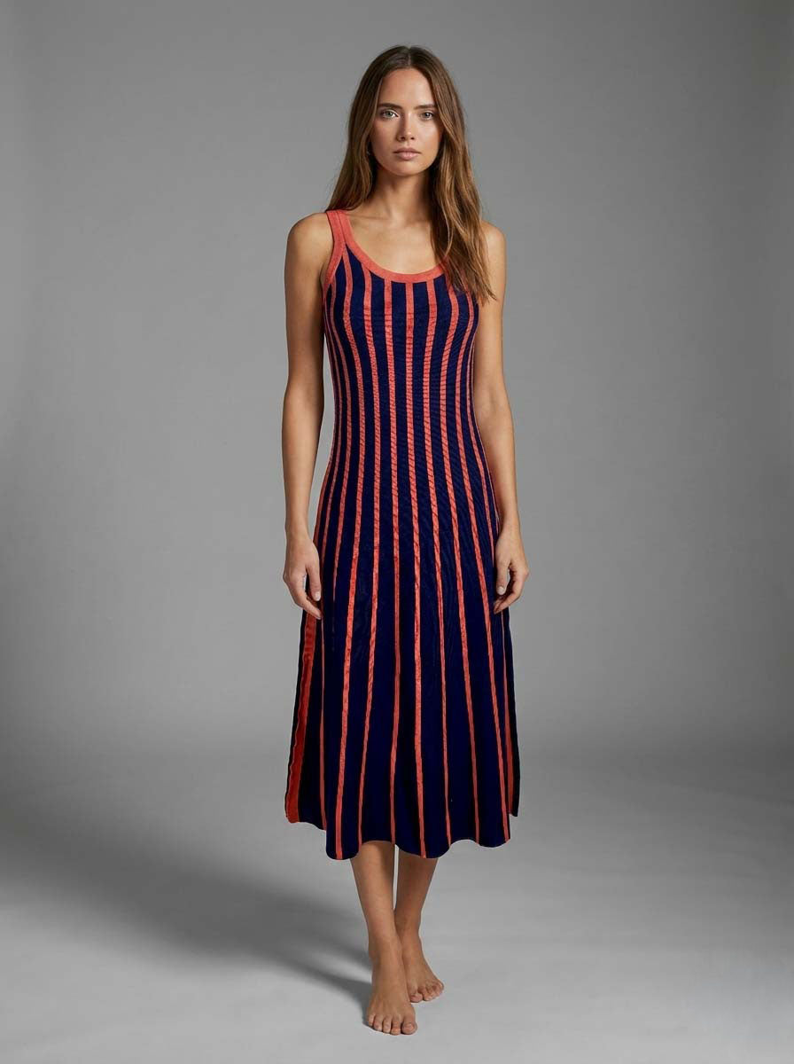 NAVY RUST SWEATER DRESS