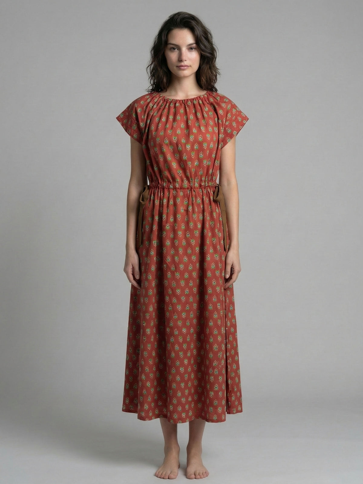 EMBER MEDALLIONS WAIST TIE MIDI DRESS