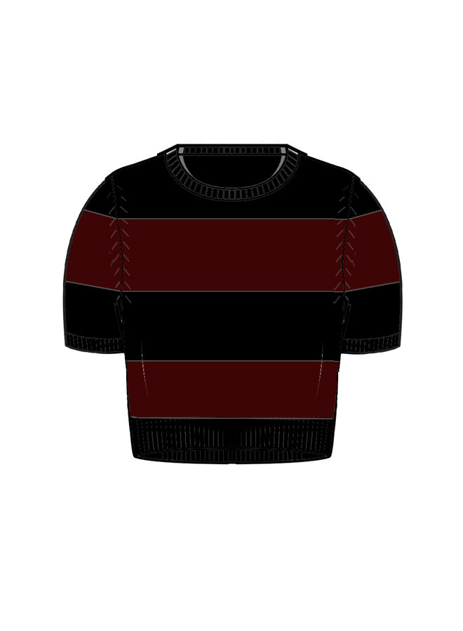 Rugby Striped Cropped S/S Crew