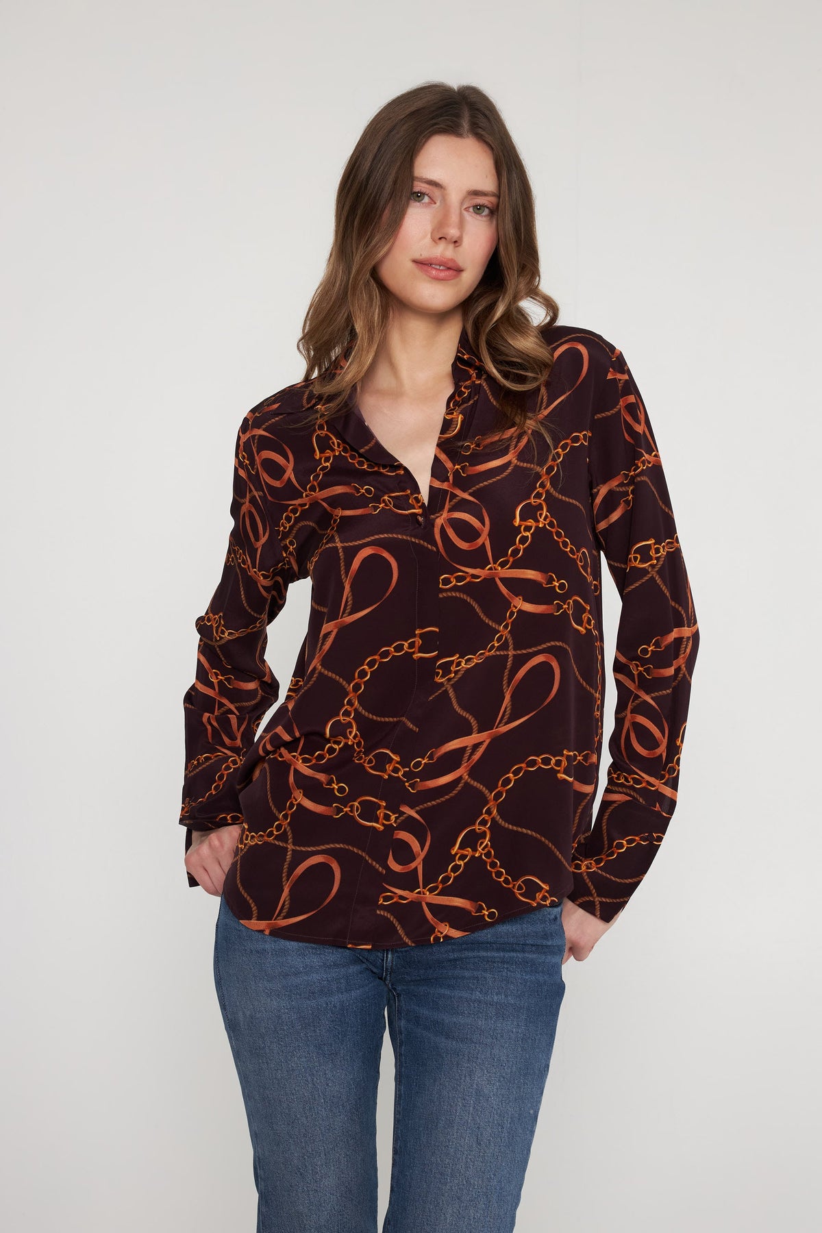 Daria French Cuff Silk Blouse - Birkin Equestrian
