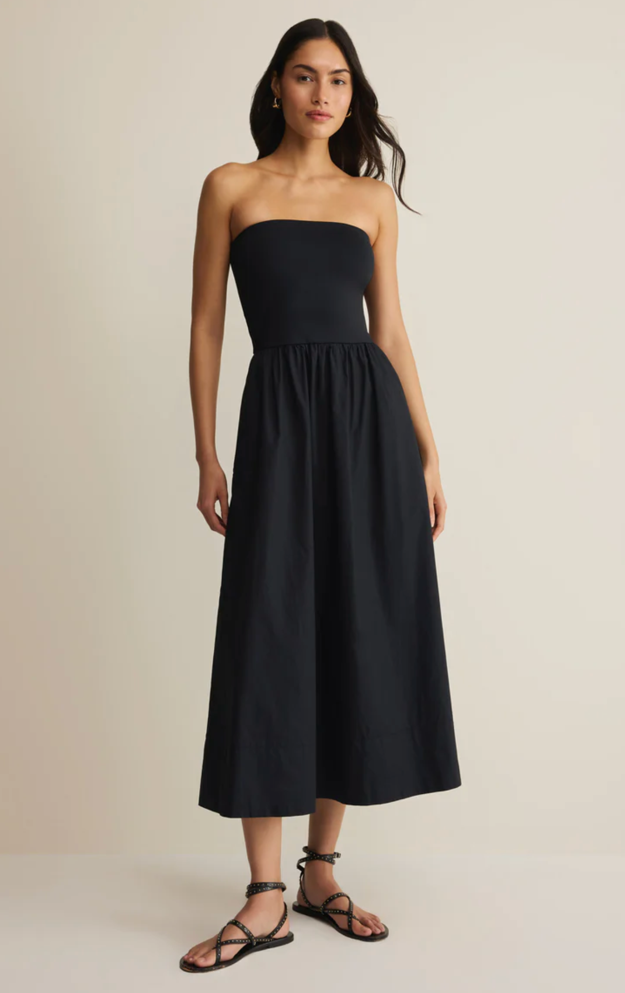 SUNSOUGHT STRAPLESS MIDI DRESS