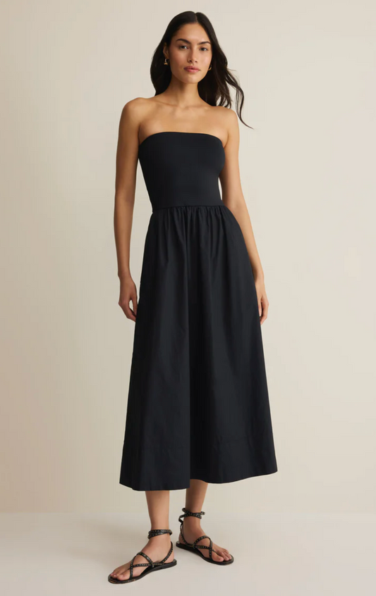 SUNSOUGHT STRAPLESS MIDI DRESS