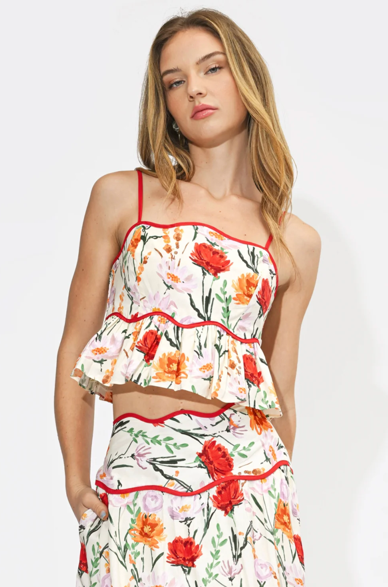 EMBER FLORAL PRINT PEPLUM TOP