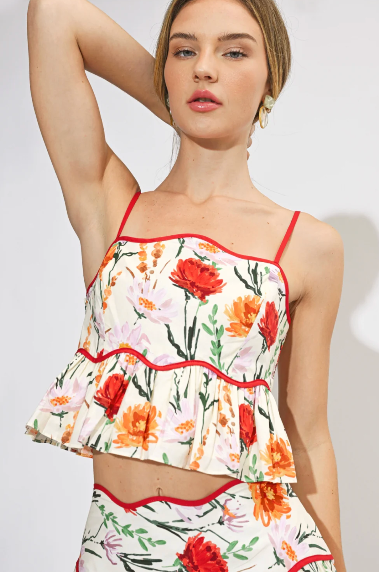 EMBER FLORAL PRINT PEPLUM TOP