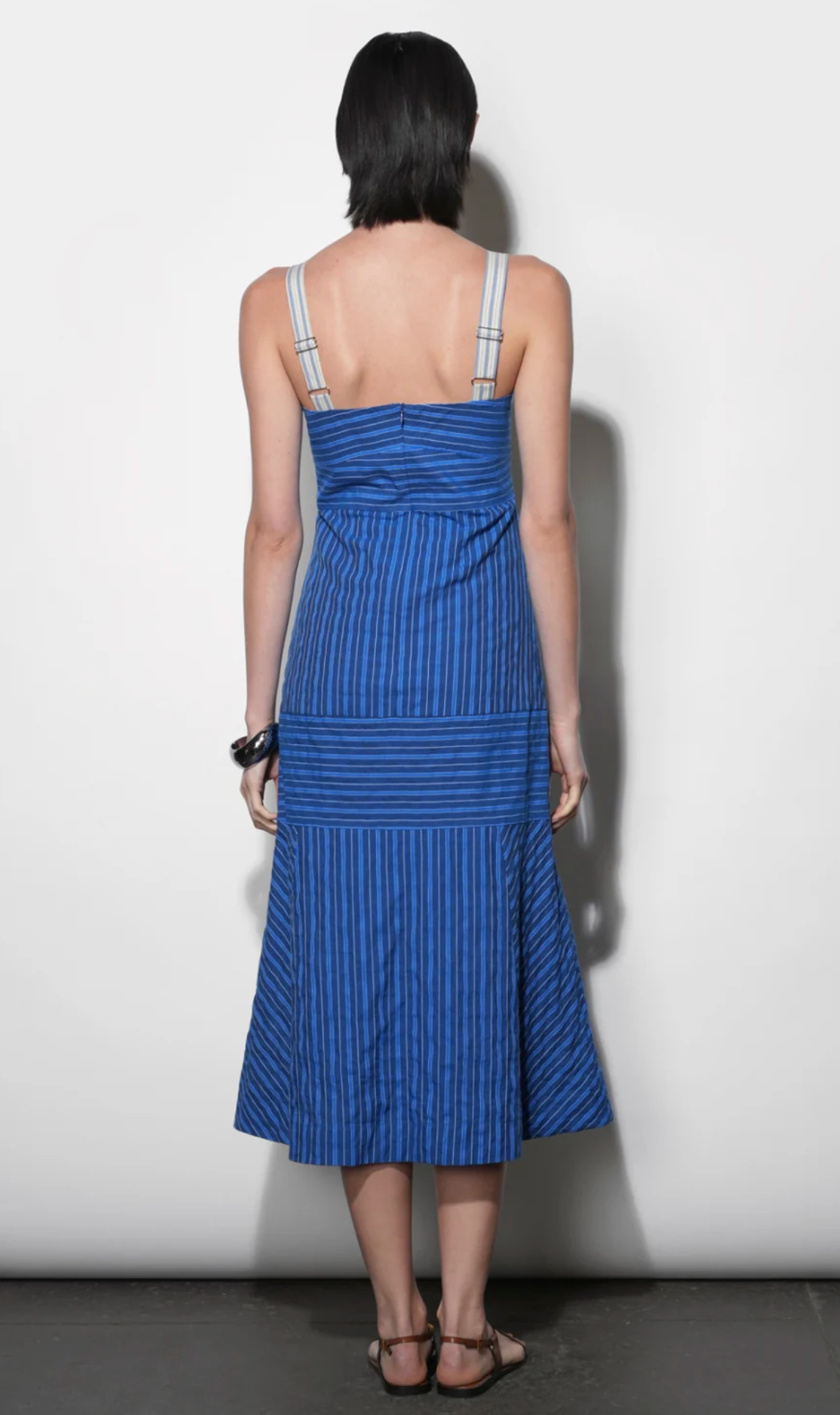 GAIL STRIPE WORK MIDI DRESS