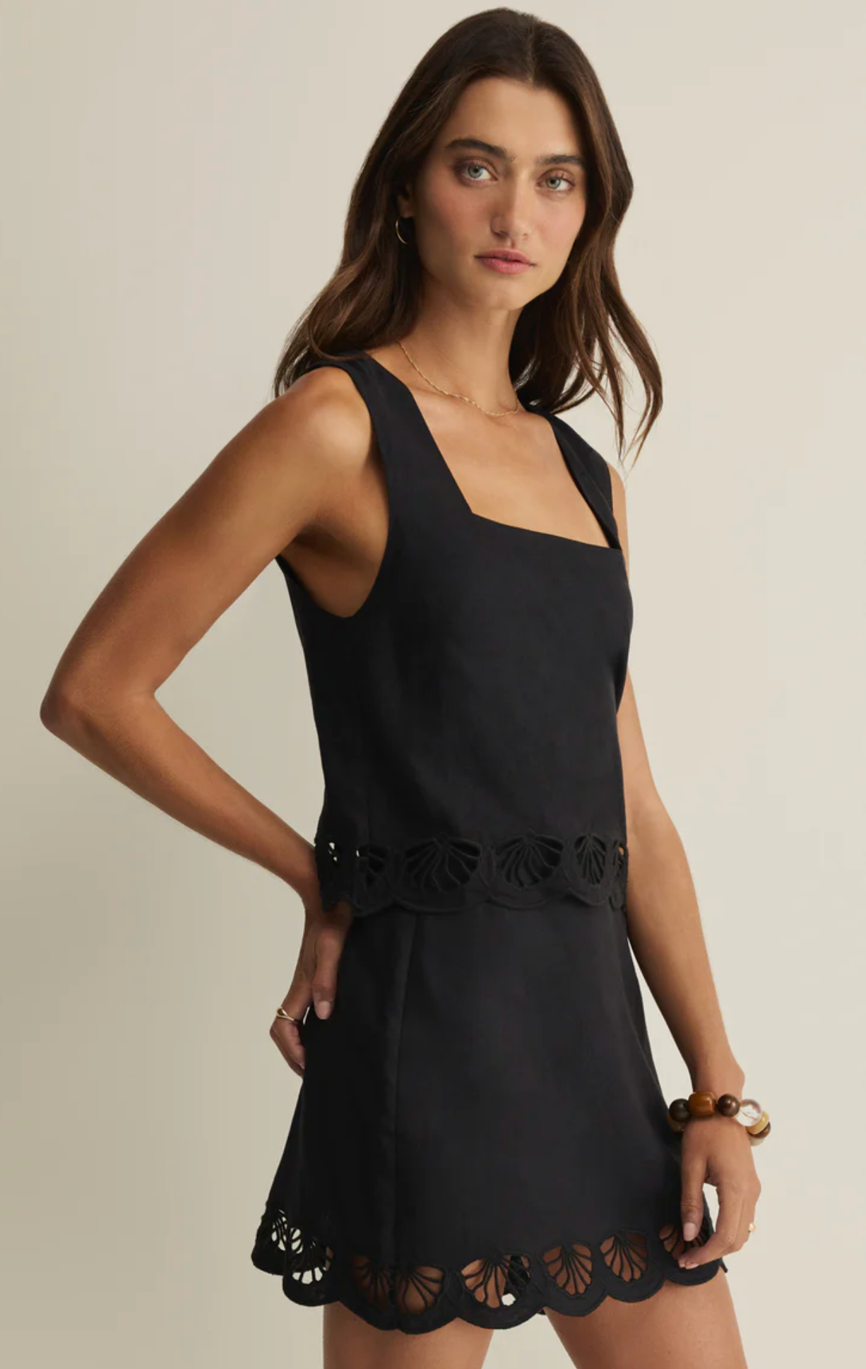 CHARLENE EMBROIDERED LINEN TOP