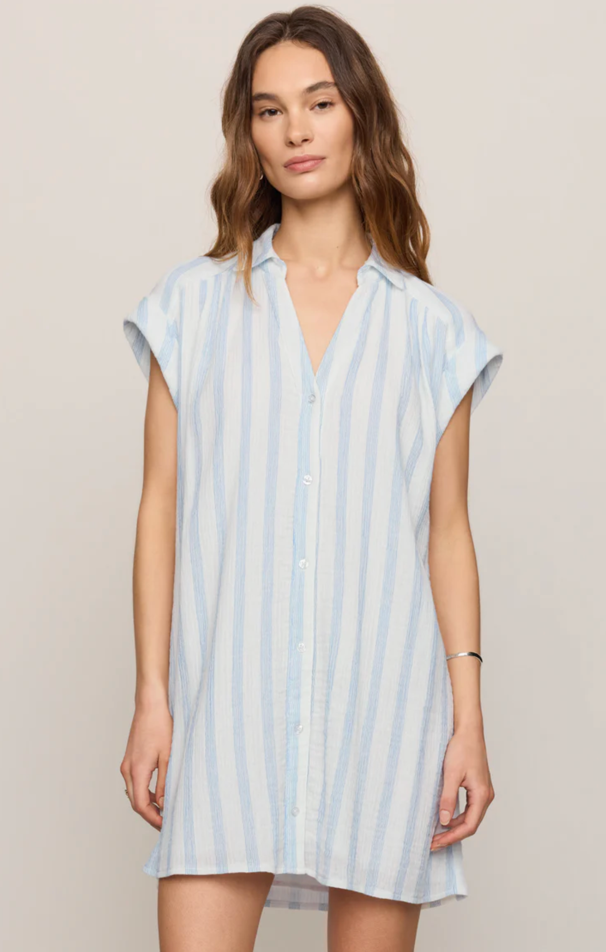 SHELLBOUND STRIPED GAUZE DRESS