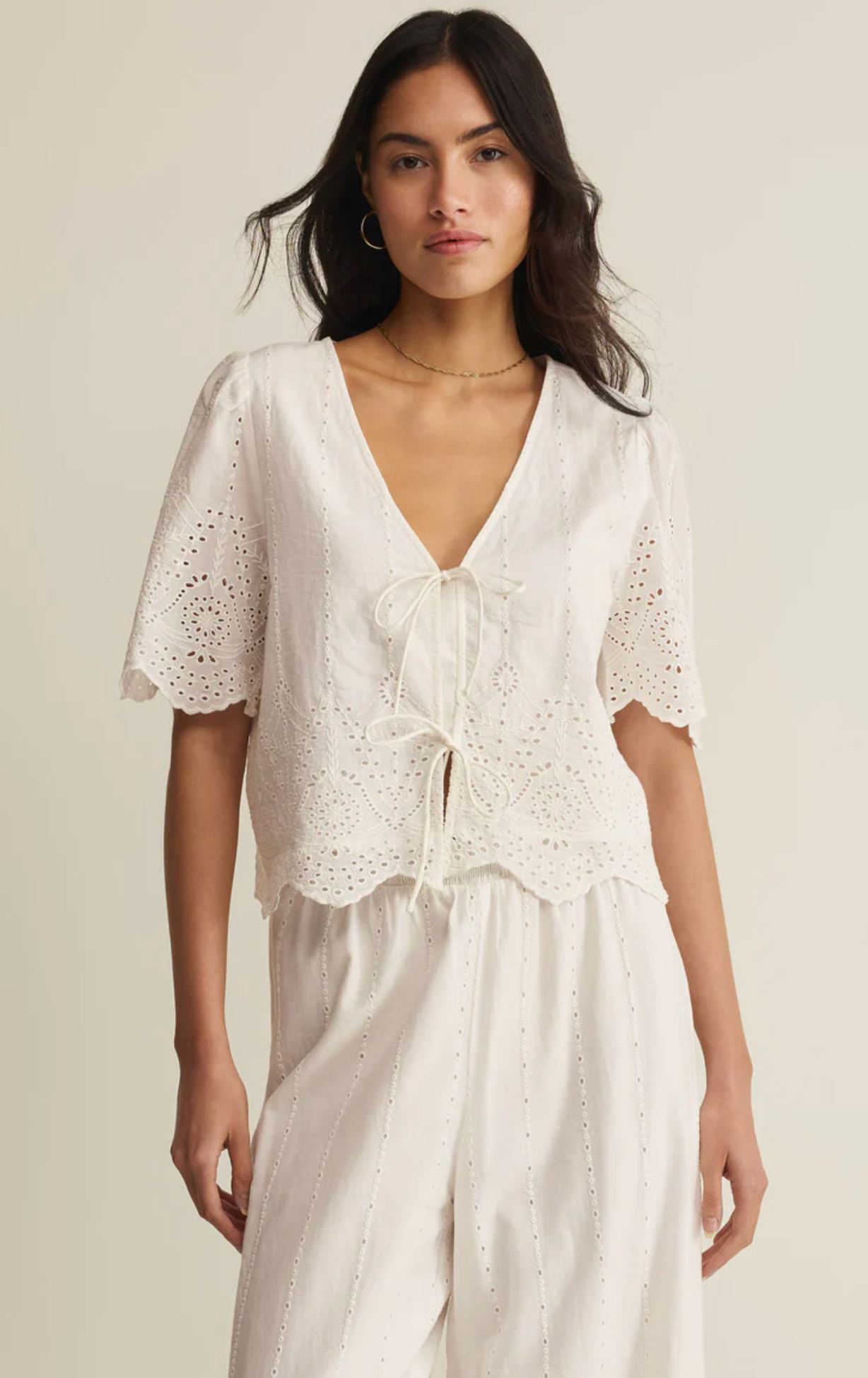 OCEANSIDE EMBROIDERED TOP
