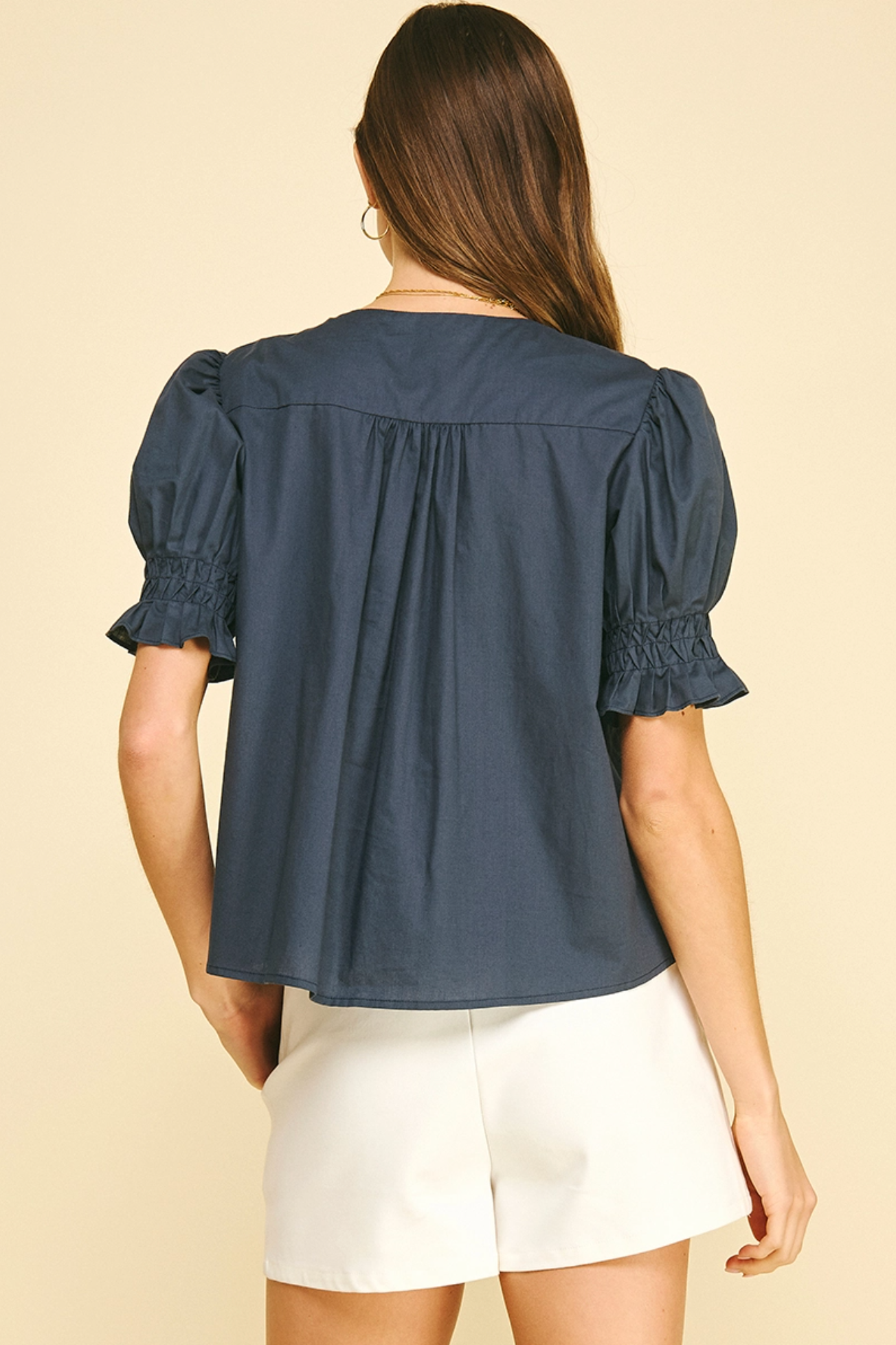 TUCKED DETAIL BUTTON DOWN BLOUSE