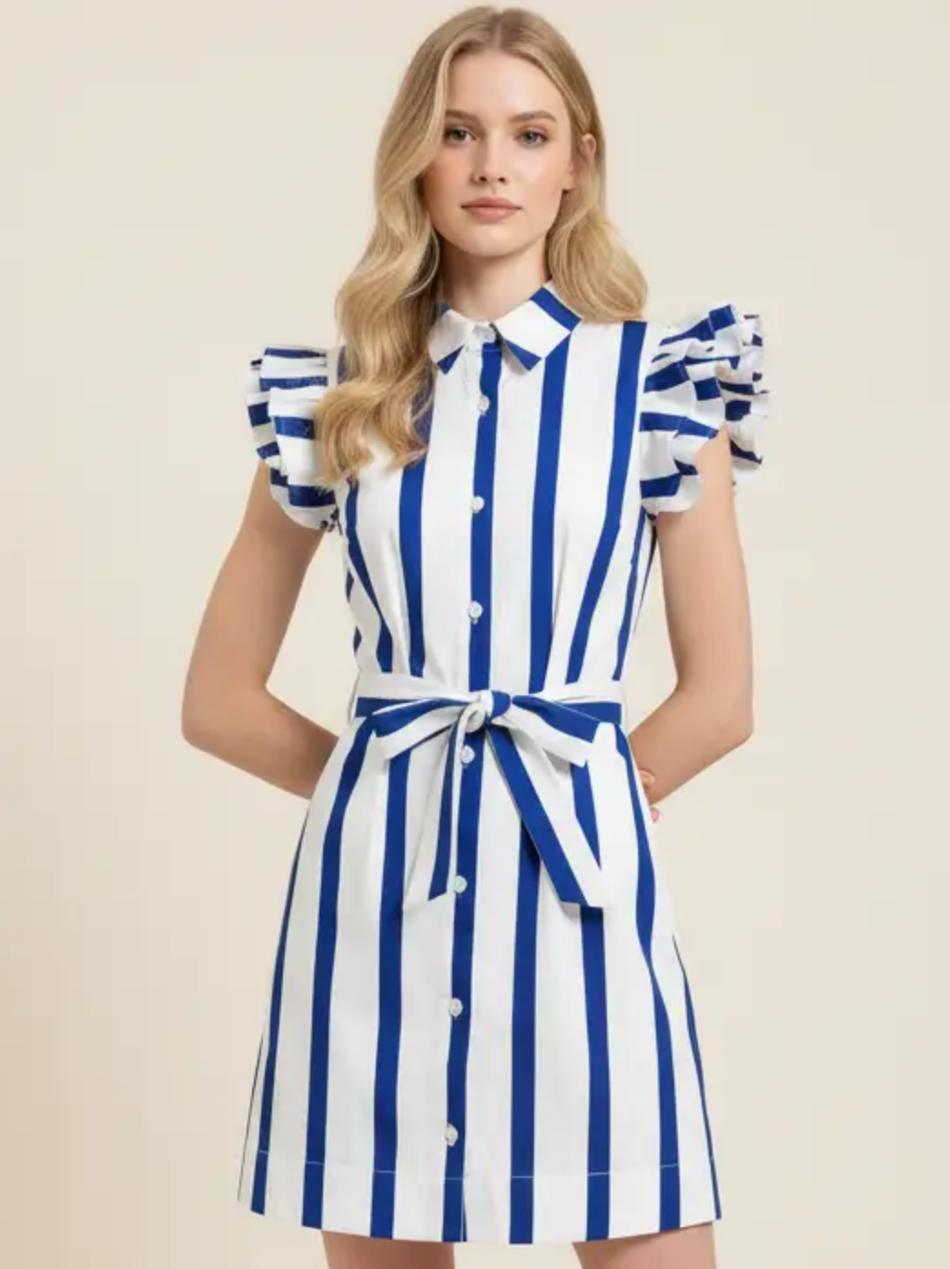 STRIPED BUTTON DOWN MINI DRESS