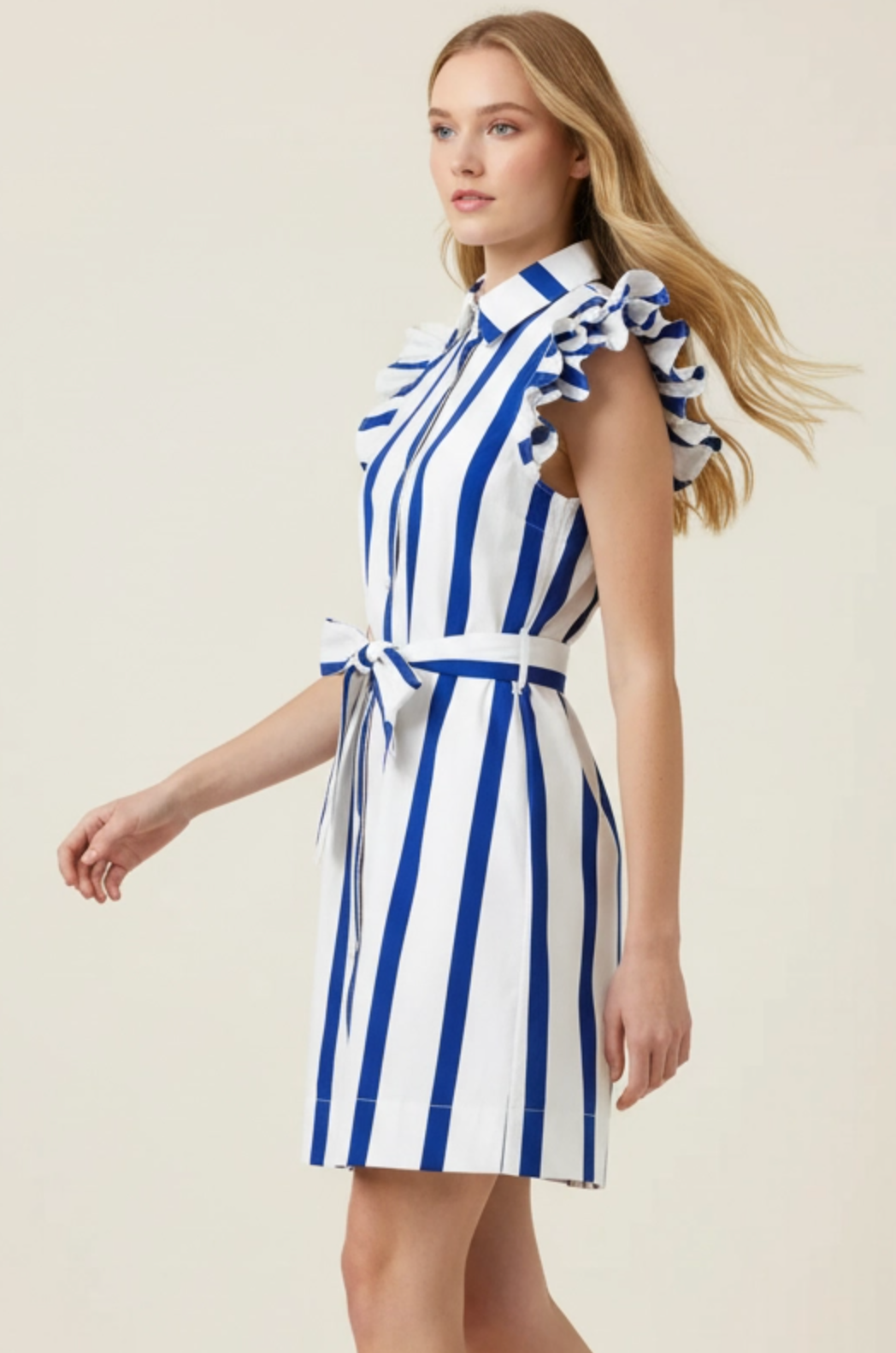 STRIPED BUTTON DOWN MINI DRESS