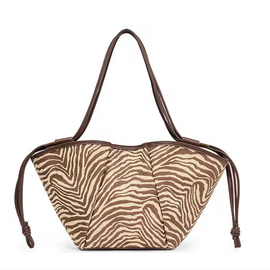 Maro Raffia Zebra Print Tote Bag