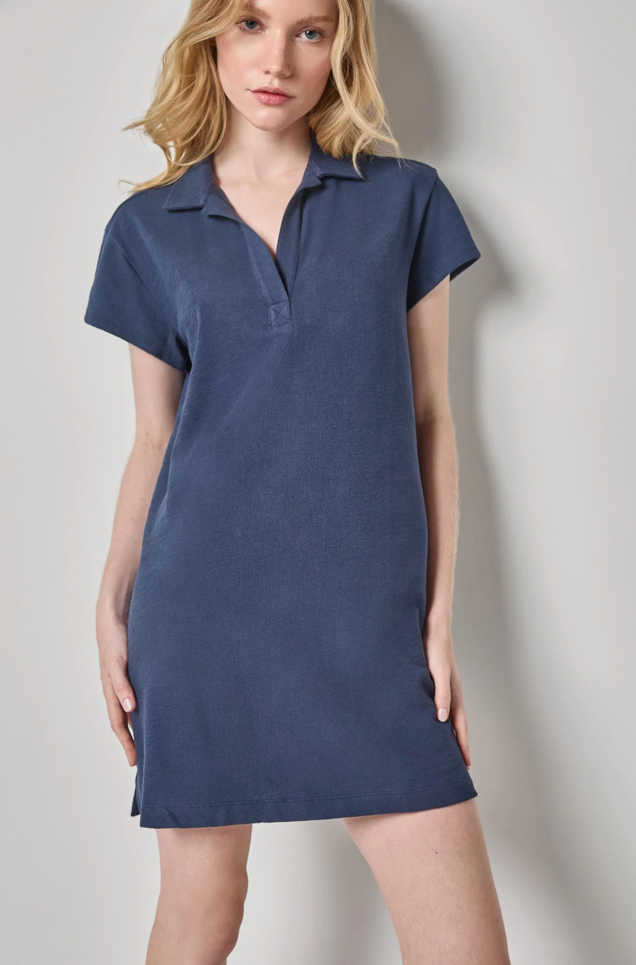 TEXTURED TERRY TUNIC DRESS