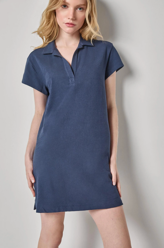 TEXTURED TERRY TUNIC DRESS