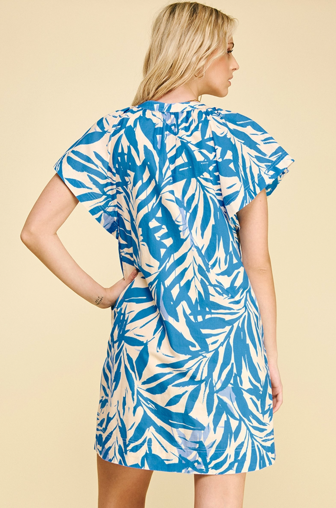 BOTANICAL PRINT TUNIC MINI DRESS