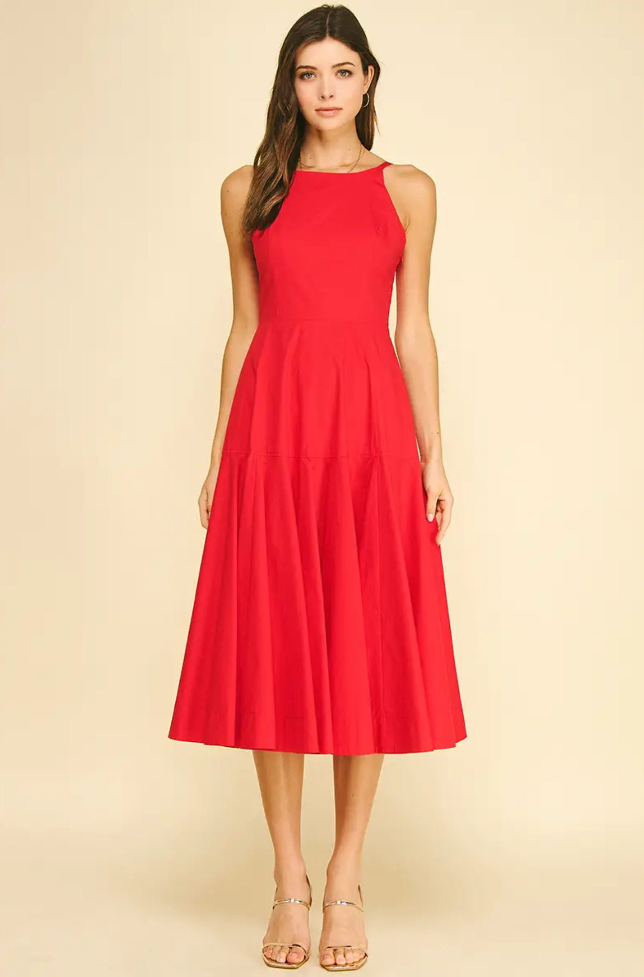 HALTER NECK A-LINE MIDI DRESS