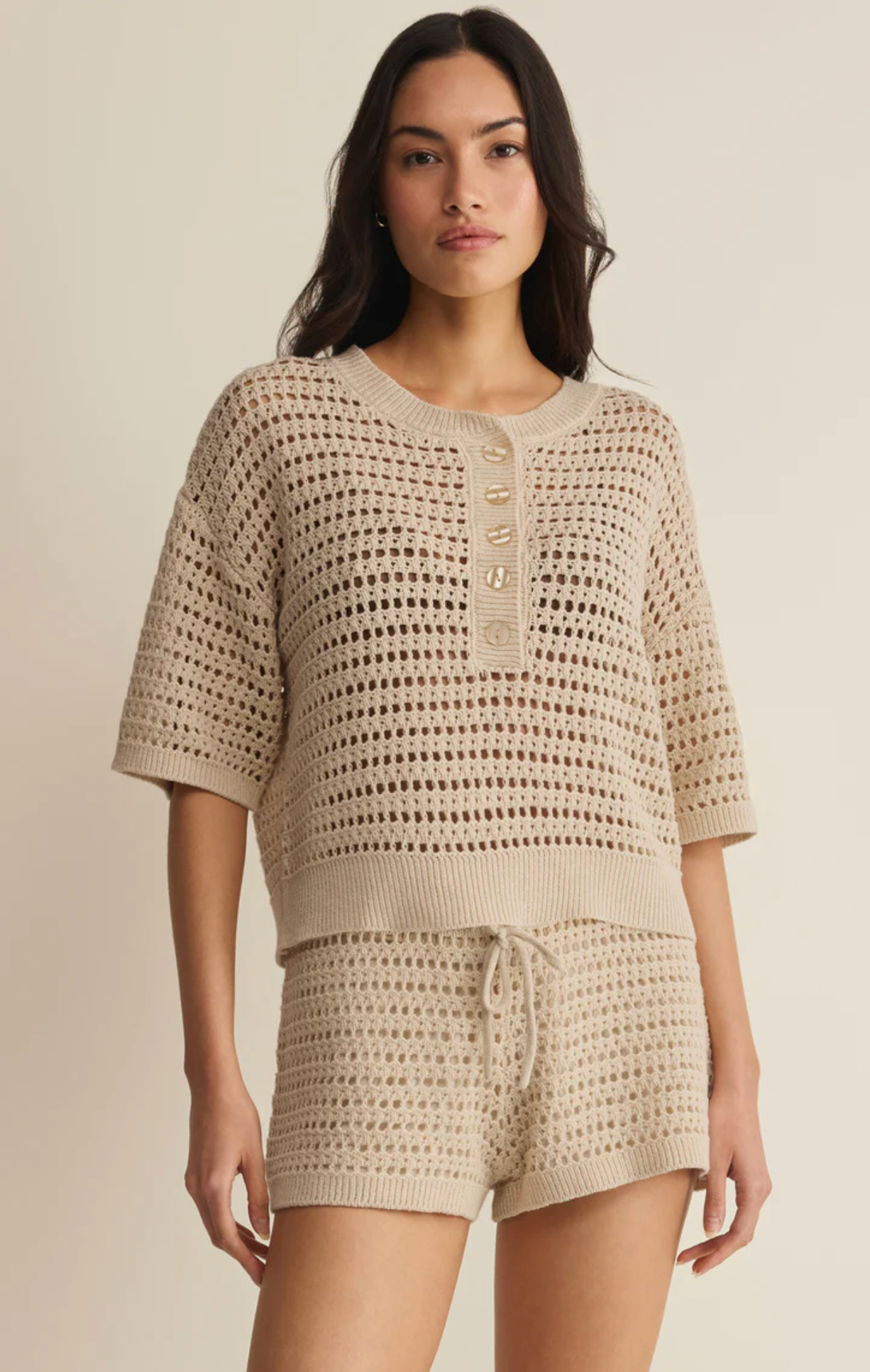 KYLO HENLEY CROCHET SWEATER