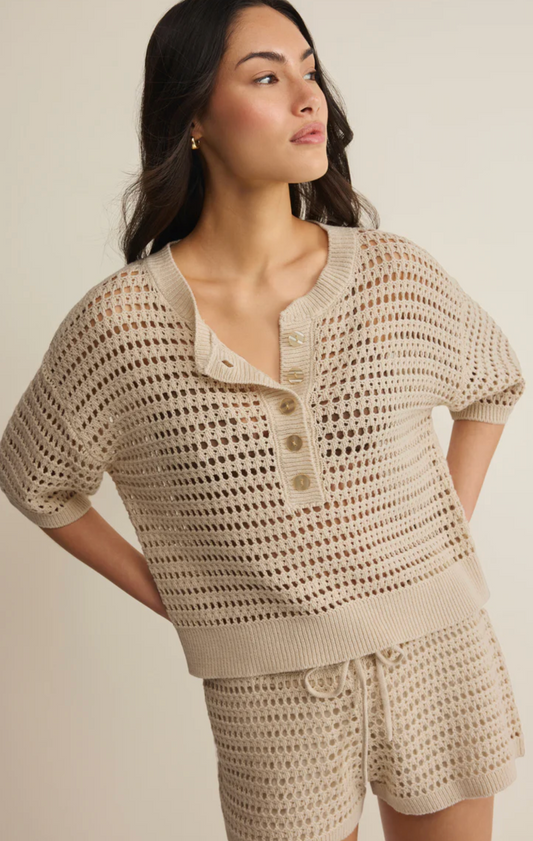 KYLO HENLEY CROCHET SWEATER