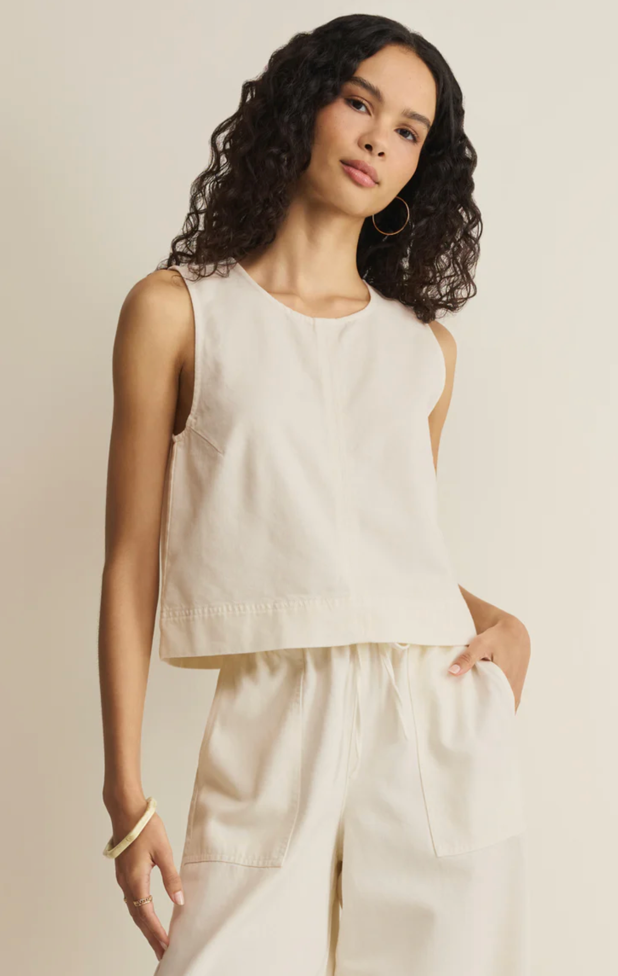 SUN SEEKER TWILL CROPPED TANK